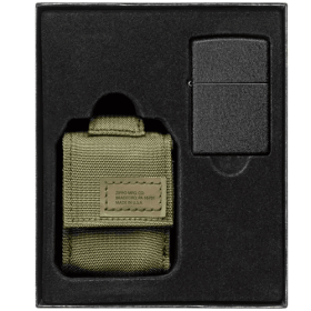 Zippo Modular Pouch And Black Crackle Lighter - Olive