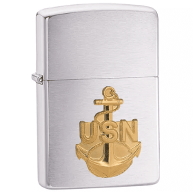Zippo Navy Anchor Crest - Brush Chrome