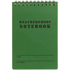 4" X 6" Military Style Weatherproof Notebook - Olive Drab-6pk