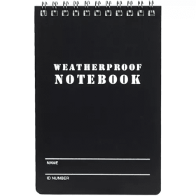 4" X 6" Military Style Weatherproof Notebook - Black-6pk