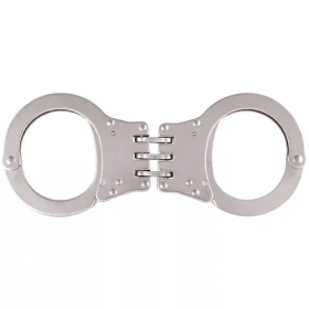 Detective Double-Lock Handcuffs With 3 Hinges - Nickel