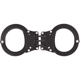 Detective Double-Lock Handcuffs With 3 Hinges - Black