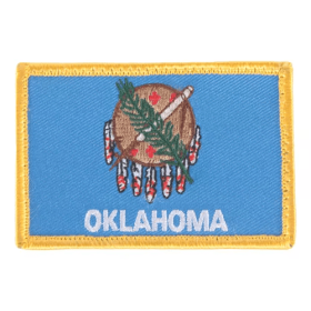 Oklahoma Flag Patch - Gold Merrow Border - 6 Pack
