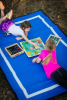 Recycled Plastic Indoor & Outdoor Rug with plastic carry bag: Cadet Blue 5' x 7'