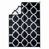Recycled Plastic Indoor & Outdoor Rug with plastic carry bag: Black Lattice 5' x 7'