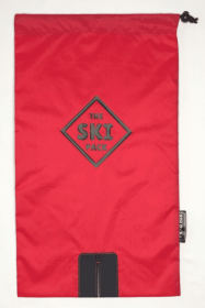 The Ski Pack Youth Red fabric, dark navy straps