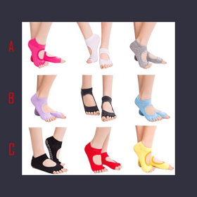 Peep Toe Yoga Socks 3 Pair Pack (Option: 3 Pair Pack)