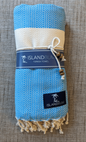 "The Island Vibe" Turkish Towel (Color: Lily Turquoise & White, size: 38" x 72")