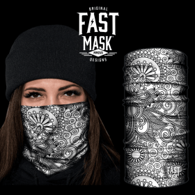 Paisley White Face mask (Option: Fleece)