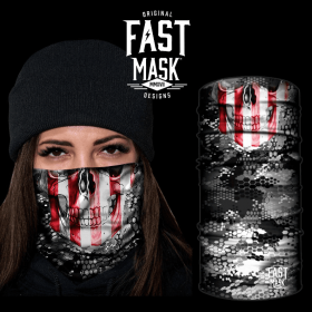 Red & White Skull Face Mask (Option: Fleece)
