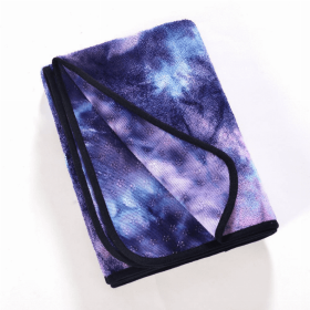 Tie Dye Yoga Mat Towel with Slip-Resistant Grip Dots (Color: Blue/Purple)