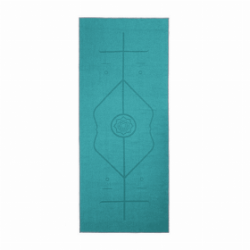 Yoga Mat Towel with Slip-Resistant Fabric and Posture Alignment Lines (Color: Active Teal)
