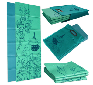 Folding Yoga Mat & Tote (Color: Solid Blue)
