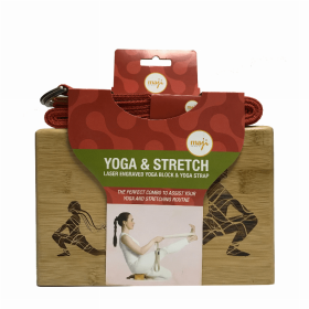 Laser Engraved Bamboo Block & Strap Combo (Color: Orange, size: 9x6x3in)