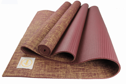 Jute Premium Eco Yoga Mat (Color: Burgundy, size: 24inx68in)
