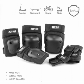 XPRIT Adult/Child Wrist Guards, Knee Elbow Pads 3 in 1 Protective Gear Set for Skateboard, Scooter & Bike (Color: Black, size: Kids)