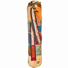 Sequin Fabric Embroidery Patchwork Pattern Yoga Mat Bag Carrier with Velcro Front Pocket (Color: Red/Pink/Black, size: 26)