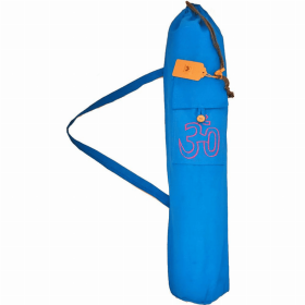 Cotton Hindu Sanskrit Aum Yoga Mat Bag Carrier with Front Pocket (Color: Navy Blue, size: 30)
