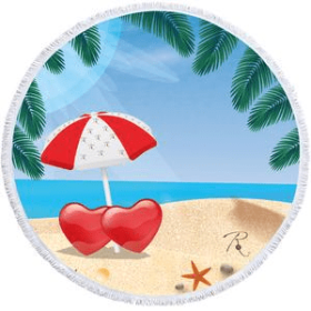 TwoRomantic Beach Towel (size: Round)